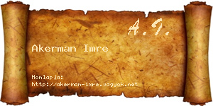 Akerman Imre névjegykártya